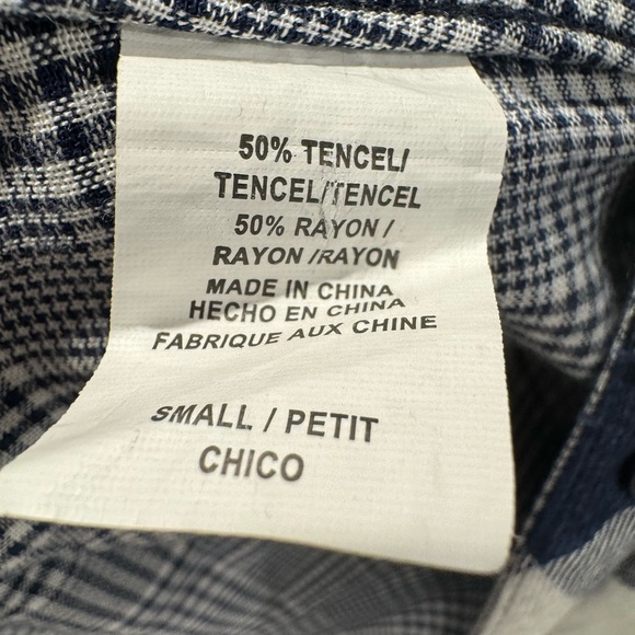 Rails Flannel Blue Black & White Plaid Long Sleeve Button Down Shirt - Picture 4 of 6